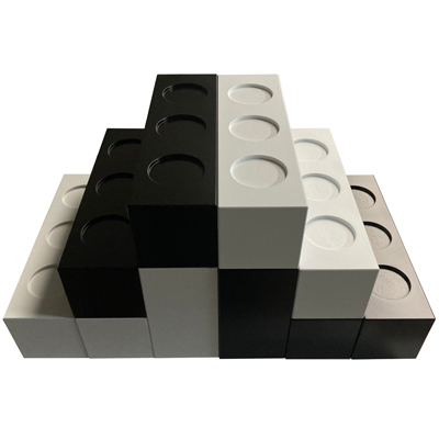 Verkaufsdisplay Treppe Stapelbare Holzklötze mit Vertiefungen